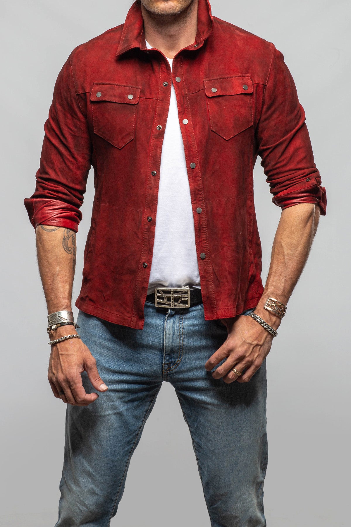 Axel's Renegade by Garrett Tame Shirt Jacket In Burgundy Mens - Outerwear - Leather