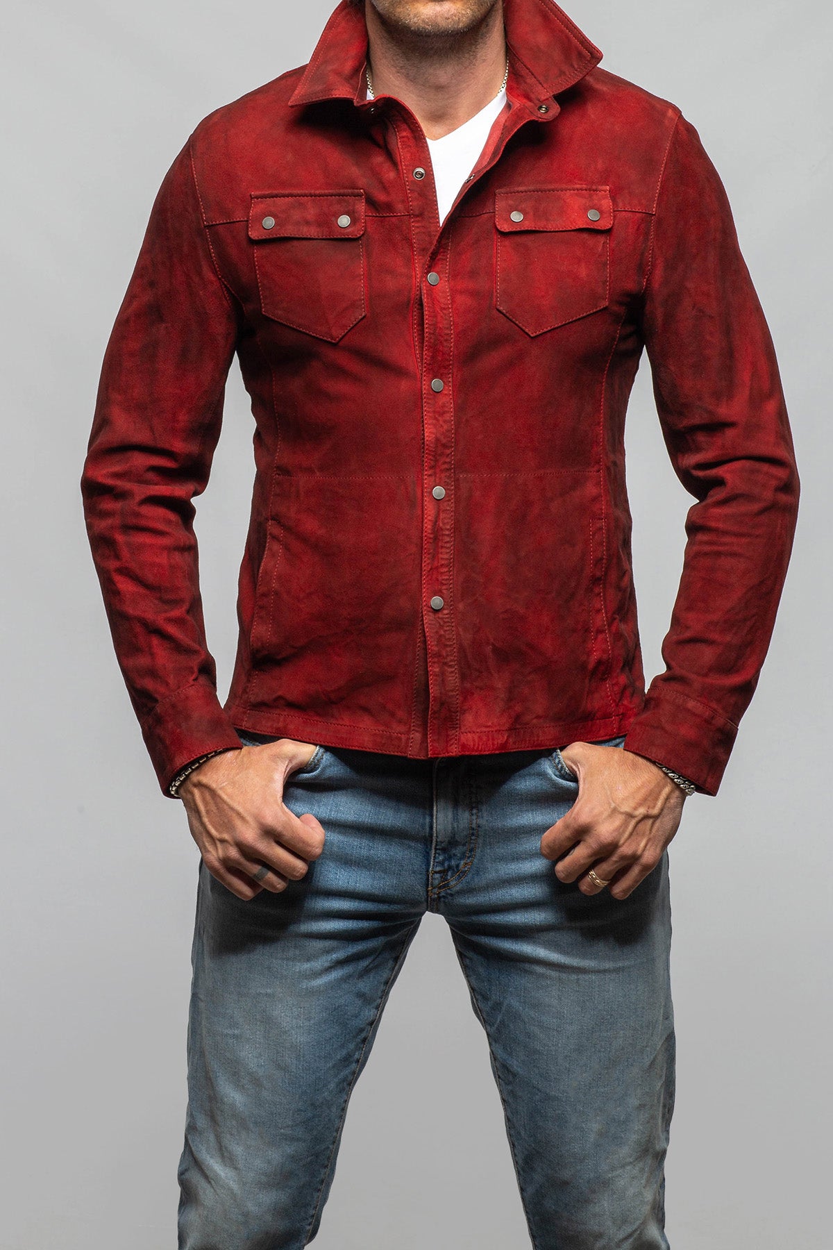 Axel's Renegade by Garrett Tame Shirt Jacket In Burgundy Mens - Outerwear - Leather