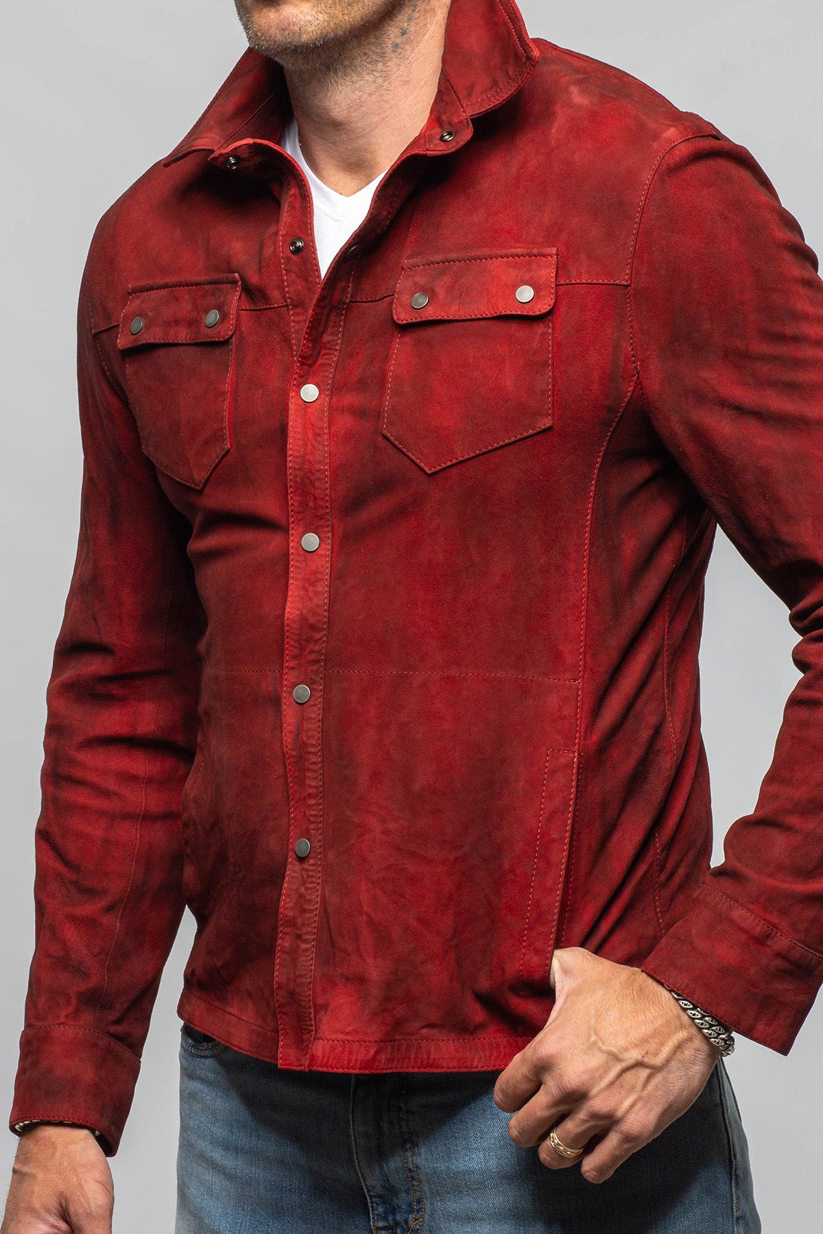Axel's Renegade by Garrett Tame Shirt Jacket In Burgundy Mens - Outerwear - Leather