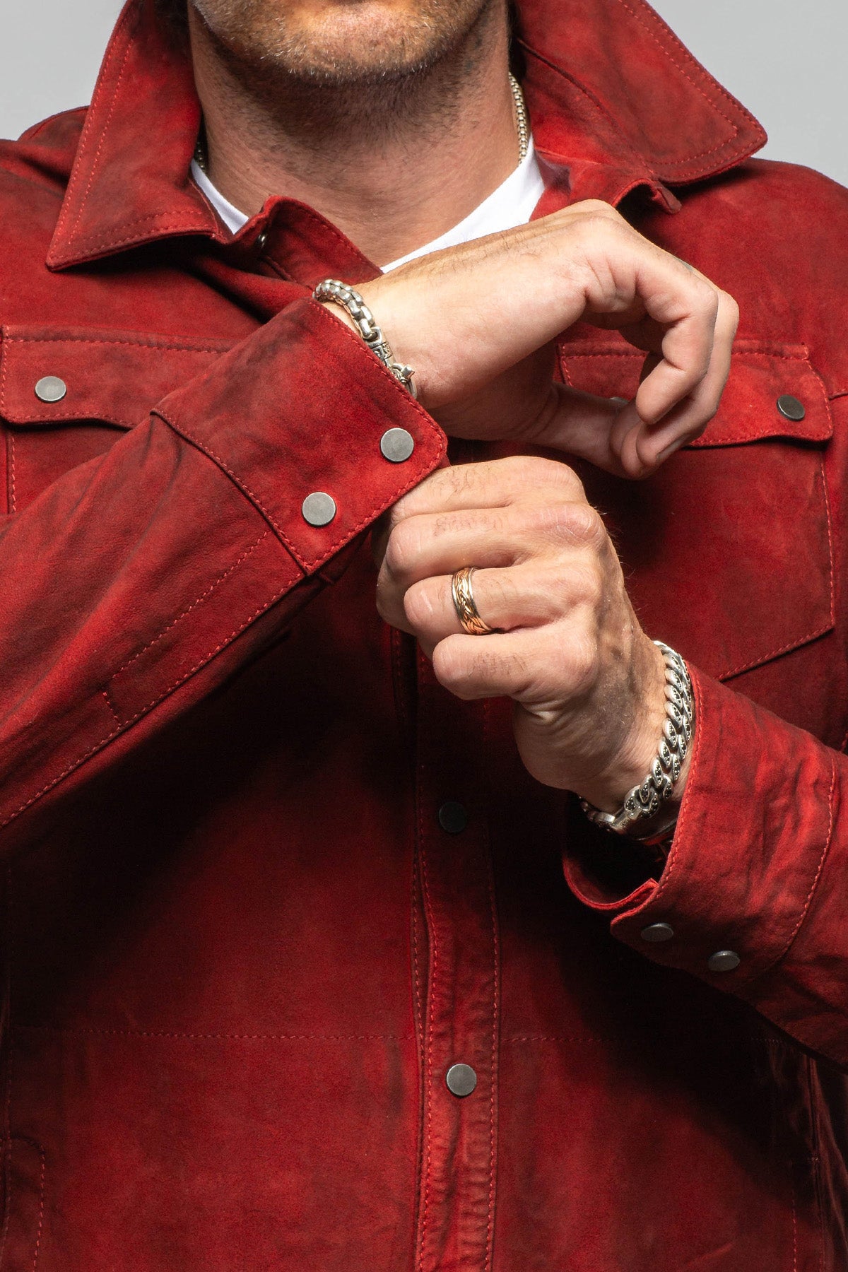 Axel's Renegade by Garrett Tame Shirt Jacket In Burgundy Mens - Outerwear - Leather