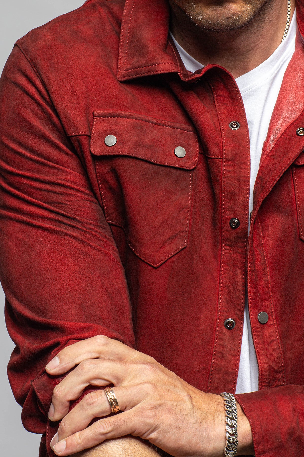 Axel's Renegade by Garrett Tame Shirt Jacket In Burgundy Mens - Outerwear - Leather