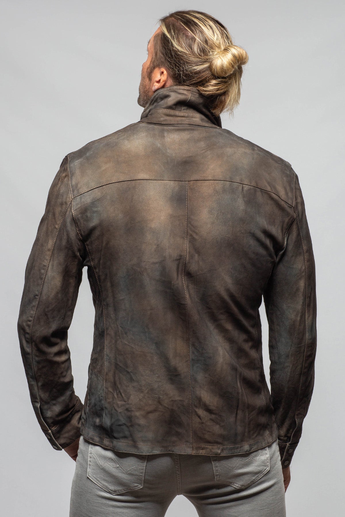 Axel's Renegade by Garrett Tame Suede Shirt In Washed Blue Mens - Outerwear - Leather