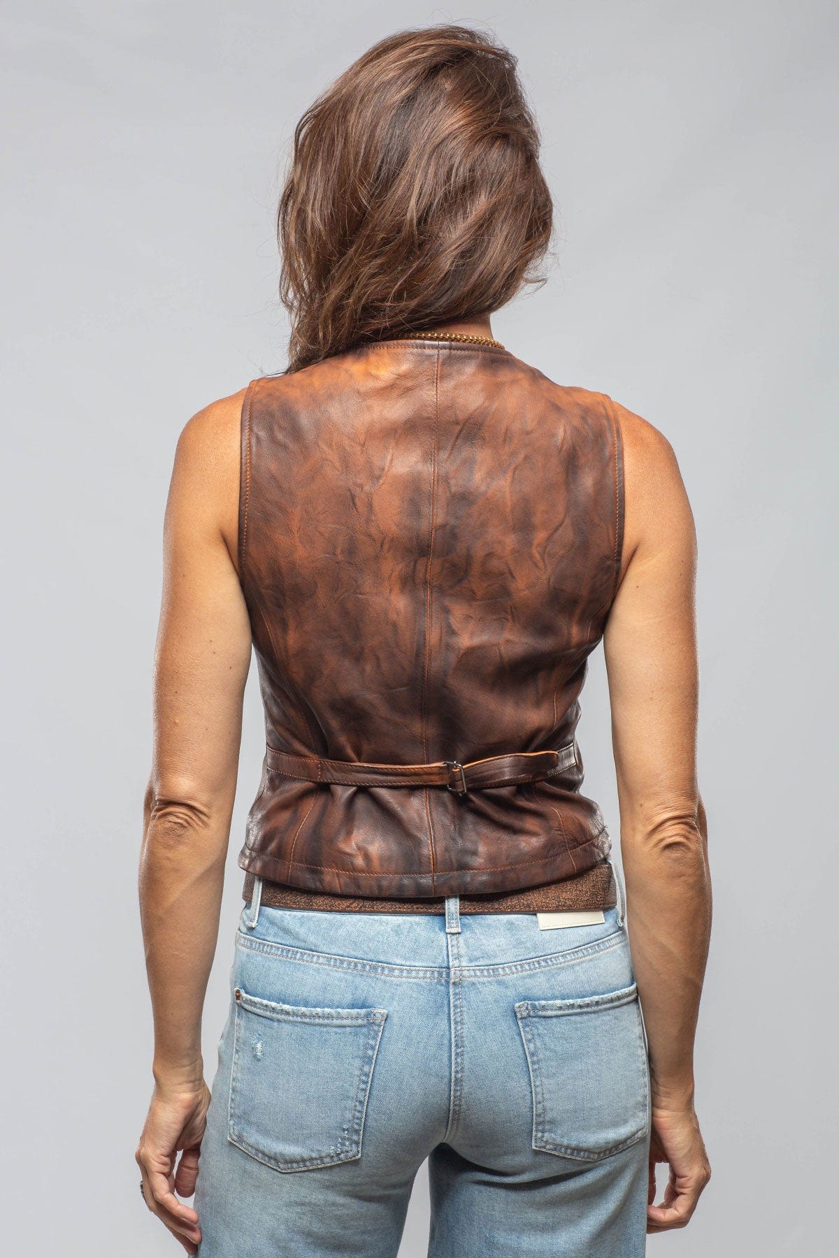 Mavi Leather Zipper Vest In Cognac - AXEL'S