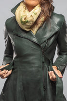 Mori Long Side Zip Leather Jacket In Charred Bottle Green - AXEL'S