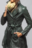 Mori Long Side Zip Leather Jacket In Charred Bottle Green - AXEL'S