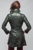 Mori Long Side Zip Leather Jacket In Charred Bottle Green - AXEL'S