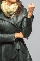 Mori Long Side Zip Leather Jacket In Charred Bottle Green - AXEL'S