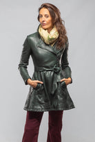 Mori Long Side Zip Leather Jacket In Charred Bottle Green - AXEL'S