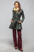 Mori Long Side Zip Leather Jacket In Charred Bottle Green - AXEL'S