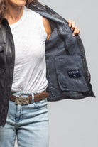 Niki Lambskin Leather Shirt In Charred Navy - AXEL'S