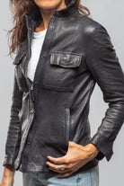 Niki Lambskin Leather Shirt In Charred Navy - AXEL'S