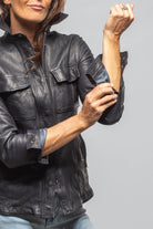 Niki Lambskin Leather Shirt In Charred Navy - AXEL'S