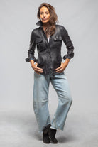 Niki Lambskin Leather Shirt In Charred Navy - AXEL'S