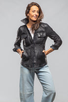 Niki Lambskin Leather Shirt In Charred Navy - AXEL'S