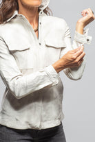 Niki Lambskin Leather Shirt In Plaster White - AXEL'S