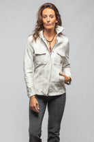 Niki Lambskin Leather Shirt In Plaster White - AXEL'S