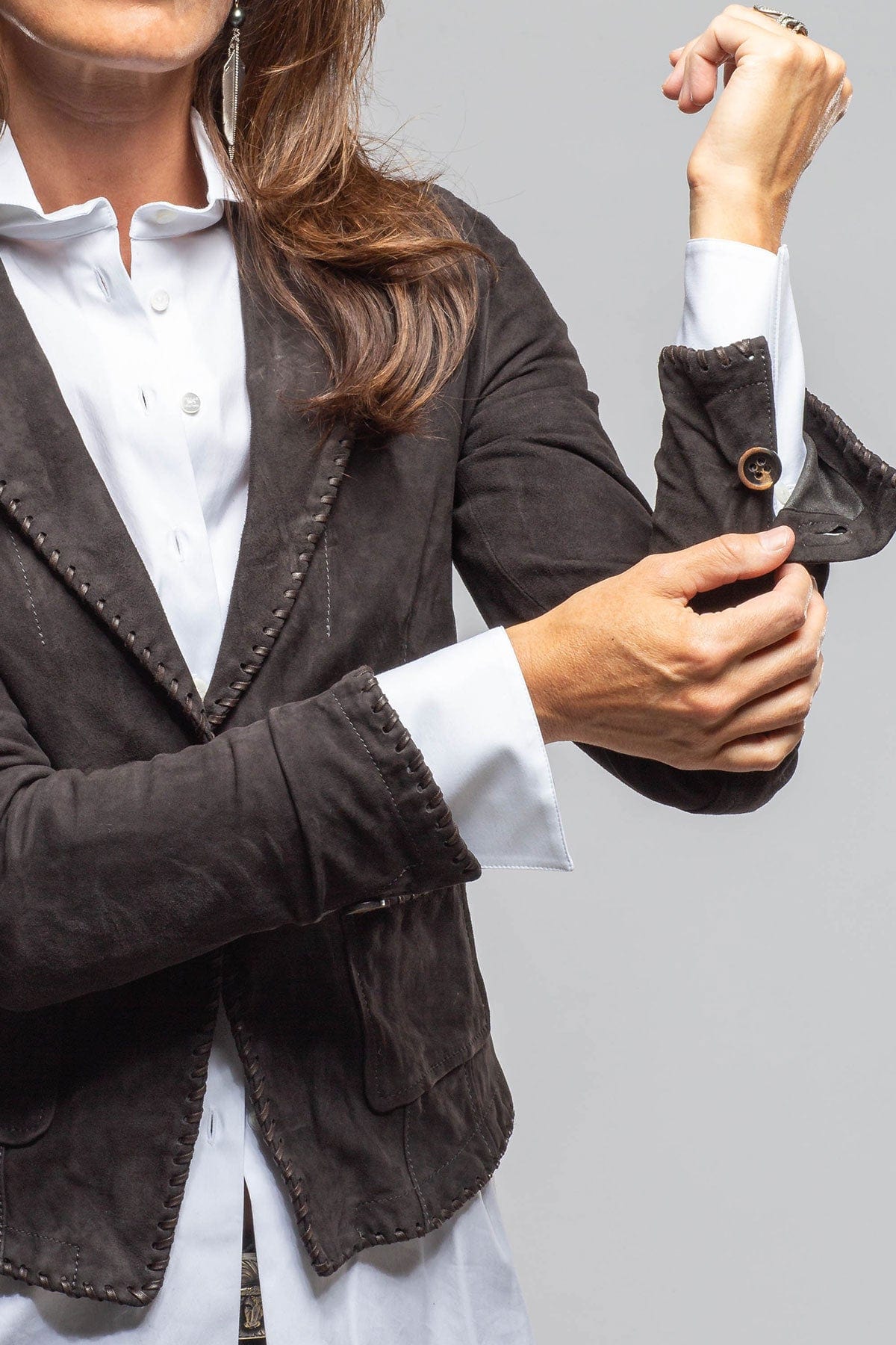 Remuda Suede Whipstich Blazer In Black - AXEL'S