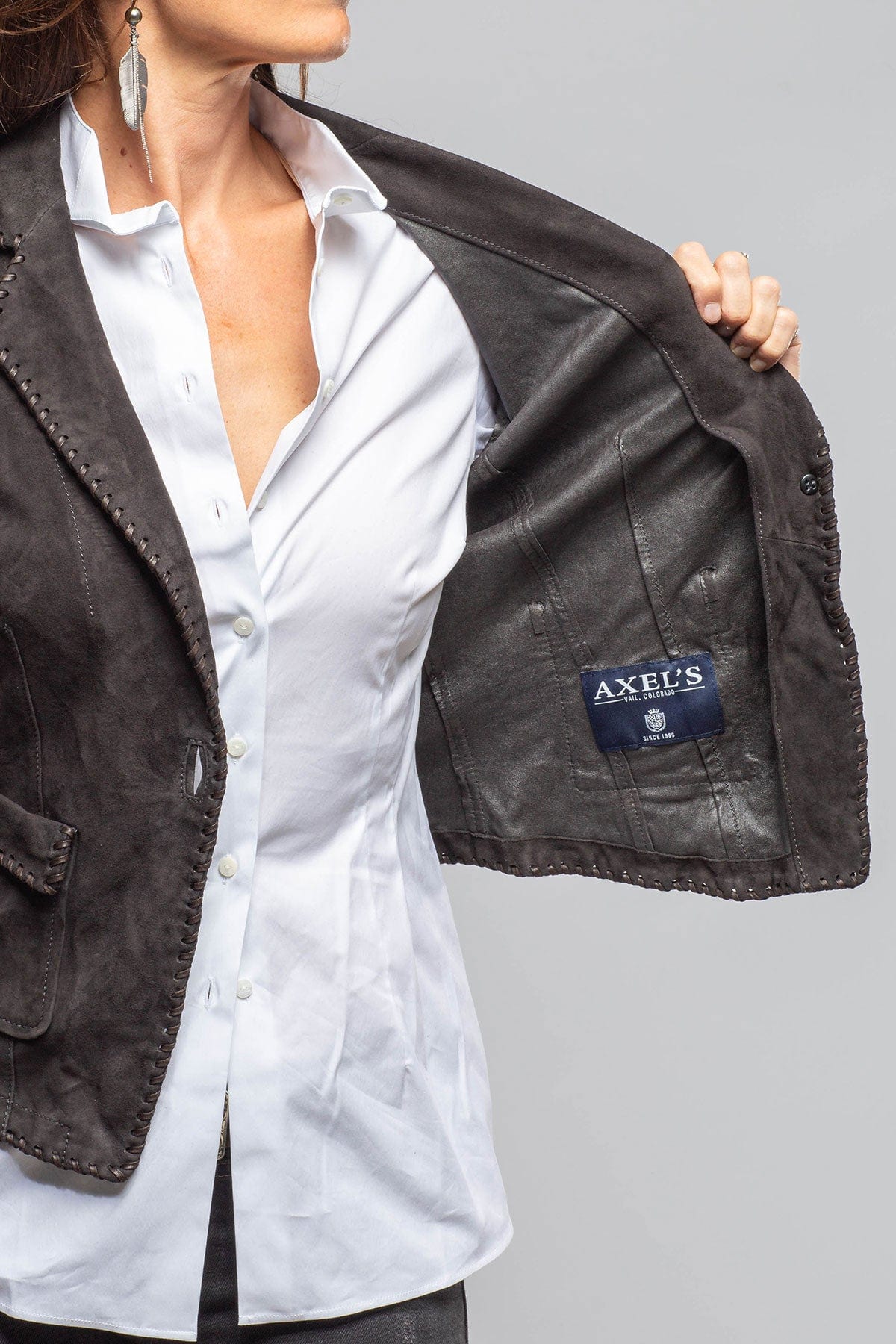 Remuda Suede Whipstich Blazer In Black - AXEL'S