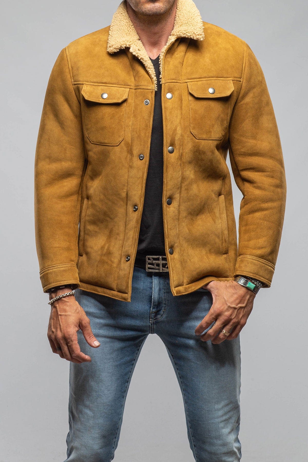 Retro Shearling Shirt In Vintage Honey - AXEL'S