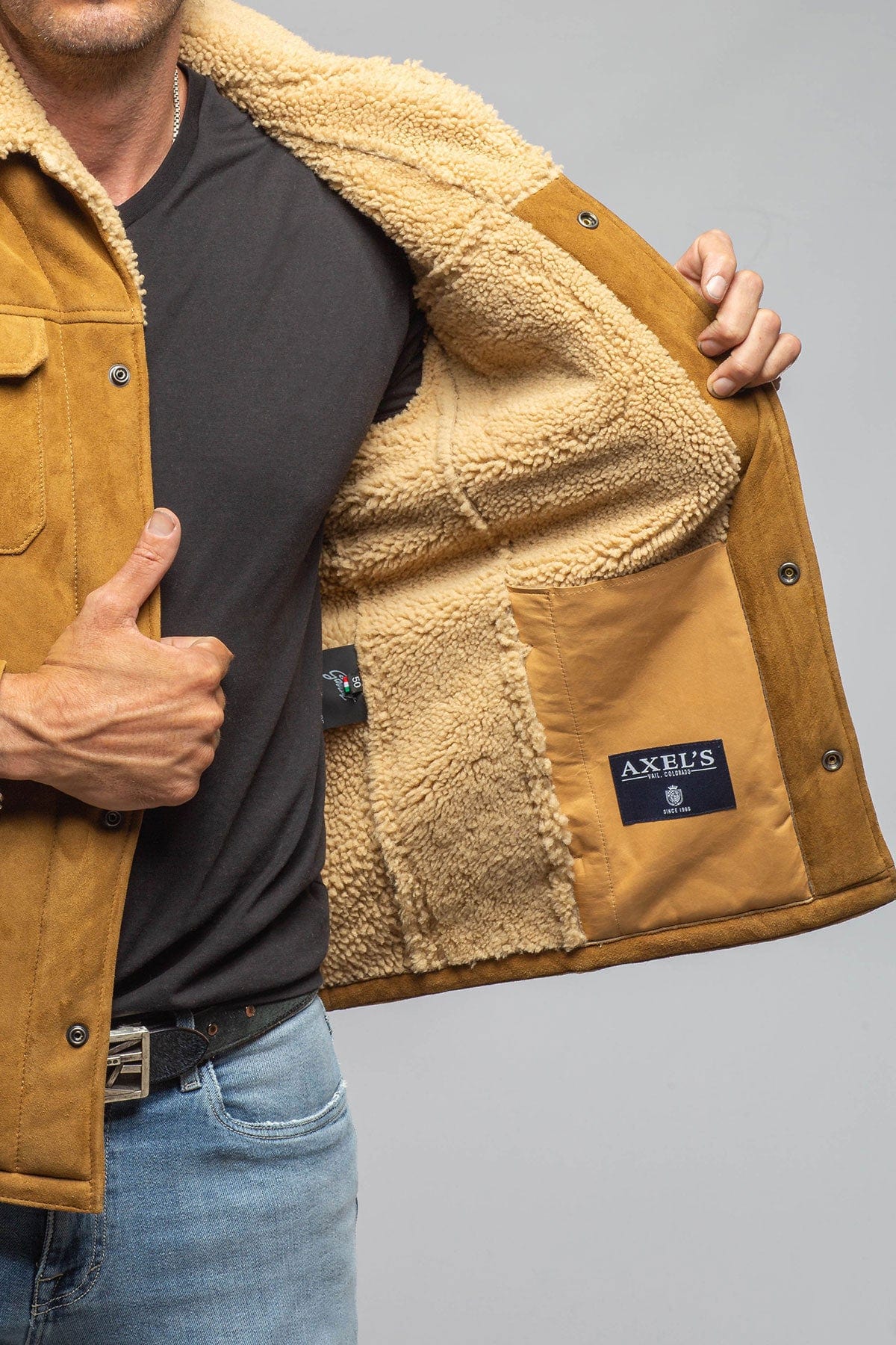 Retro Shearling Shirt In Vintage Honey - AXEL'S