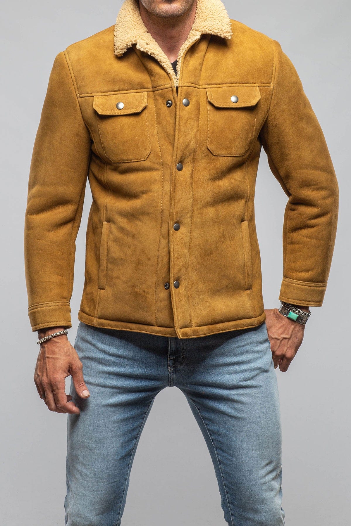 Retro Shearling Shirt In Vintage Honey - AXEL'S