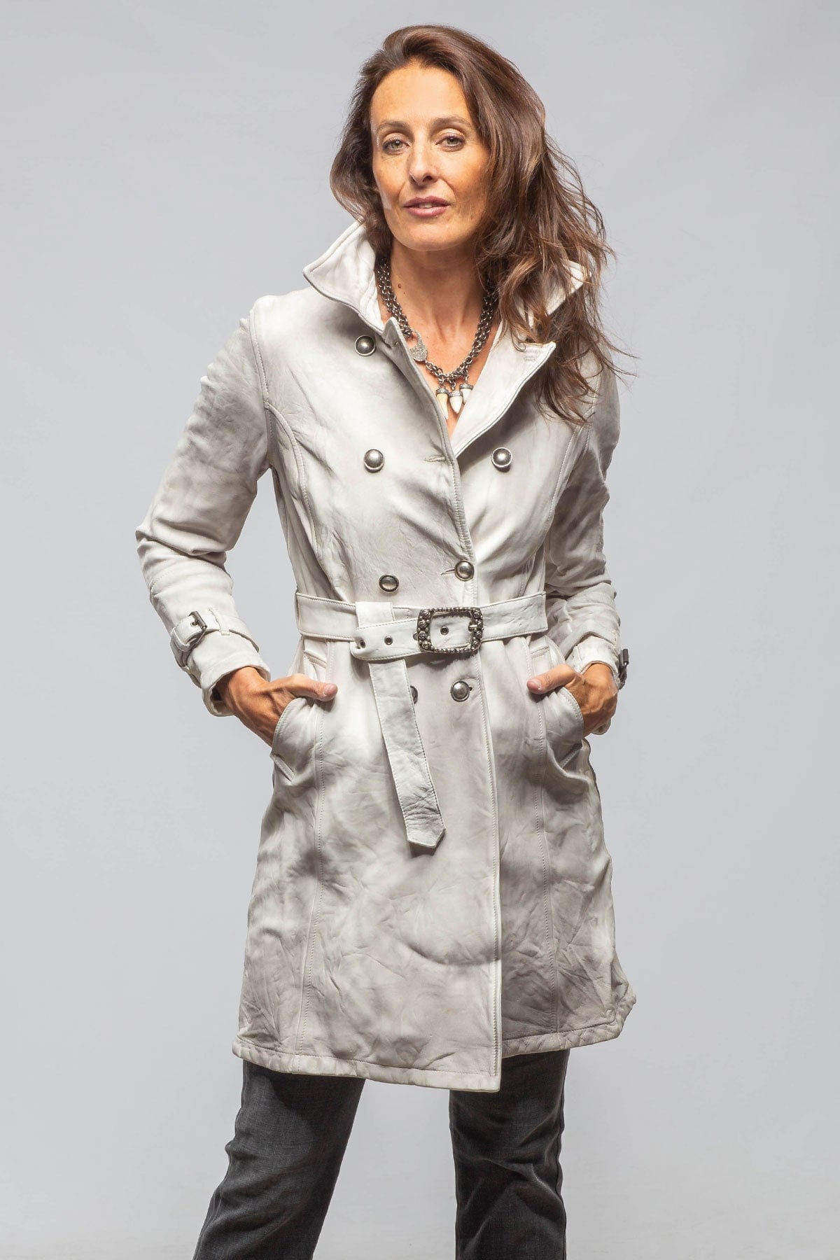 Axel's Renegade by Garrett Tori Leather Trench In Plaster White