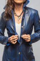Ulla Leather Coat In Charred Blue - AXEL'S
