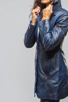 Ulla Leather Coat In Charred Blue - AXEL'S