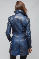Ulla Leather Coat In Charred Blue - AXEL'S