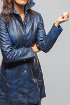 Ulla Leather Coat In Charred Blue - AXEL'S