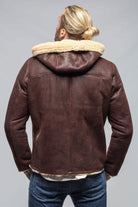 Axel's Stil Alfeo Rustico Hooded Shearling In Burgundy Mens - Outerwear - Shearling