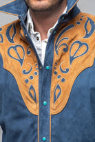 Corzo Western Suede Overshirt In Blue - AXEL'S