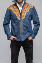 Corzo Western Suede Overshirt In Blue - AXEL'S