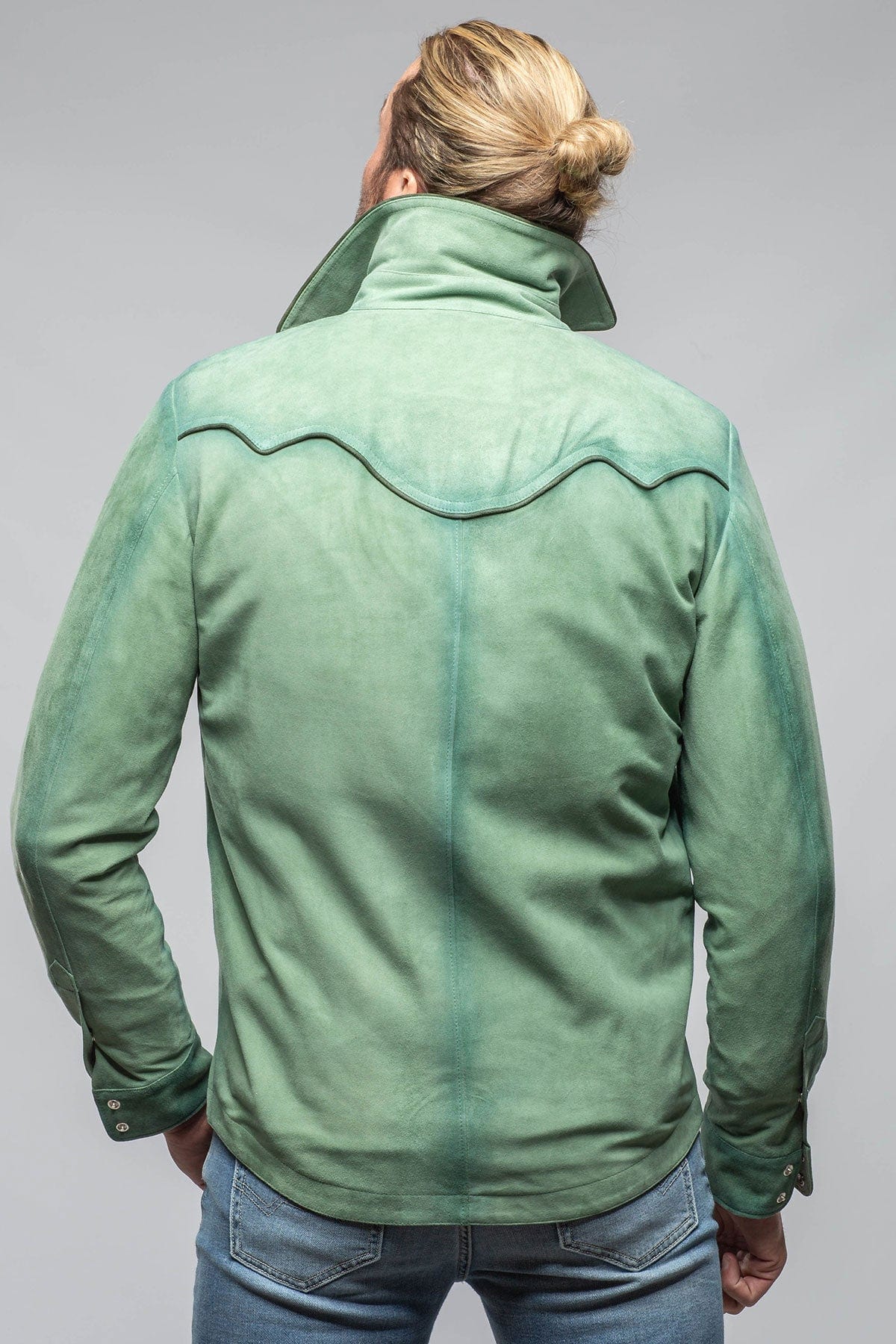 Corzo Western Suede Overshirt In Green - AXEL'S