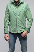 Corzo Western Suede Overshirt In Green - AXEL'S