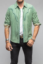 Axel's Stil Corzo Western Suede Overshirt In Green | Mens - Outerwear - Leather