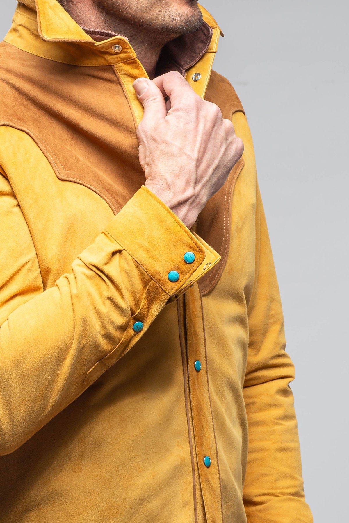 Corzo Western Suede Overshirt In Yellow - AXEL'S