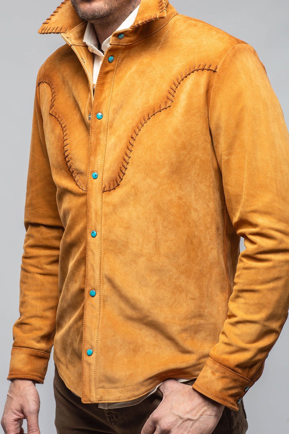 Axel's Stil Deleon Buck Stitch Suede Overshirt | Mens - Outerwear - Leather