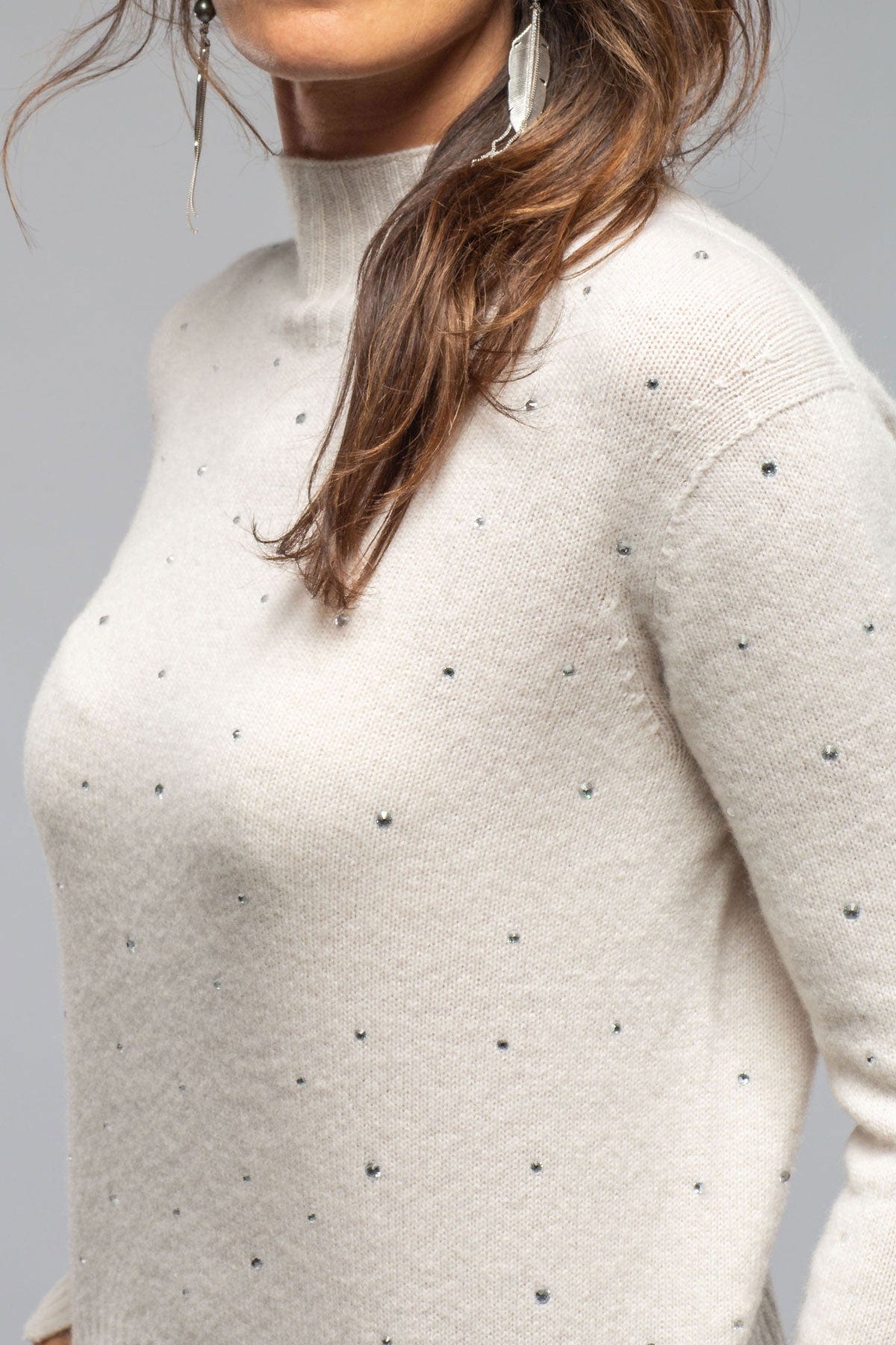 Apres Ski Cashmere Sparkle Sweater In Stucco - AXEL'S