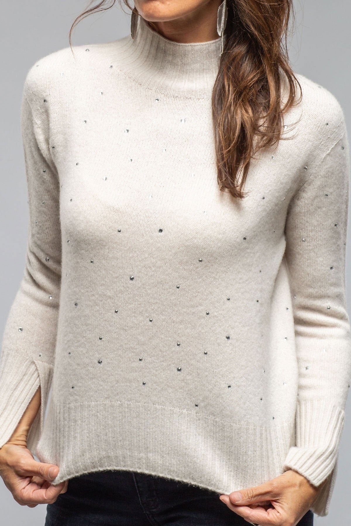 Apres Ski Cashmere Sparkle Sweater In Stucco - AXEL'S