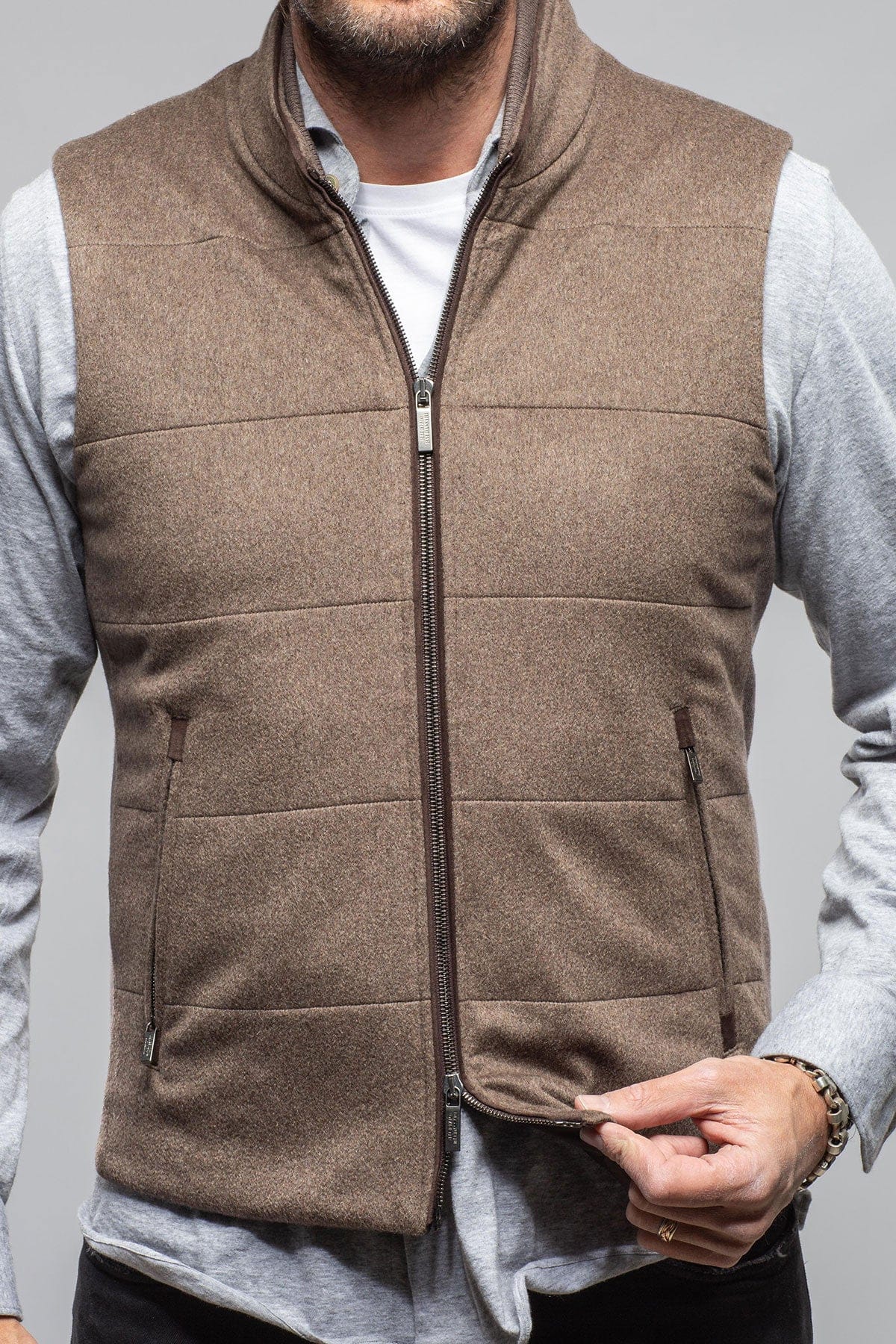 Axels-BDSR Alba Cashmere Vest In Taupe Grey Mens - Outerwear - Cloth