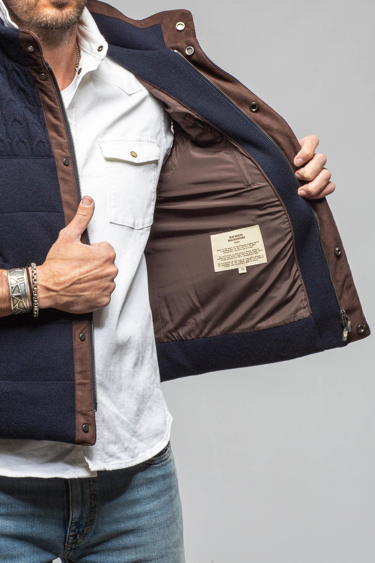 Axels-BDSR DP Down Vest W Fabric In Navy Mens - Outerwear - Cloth