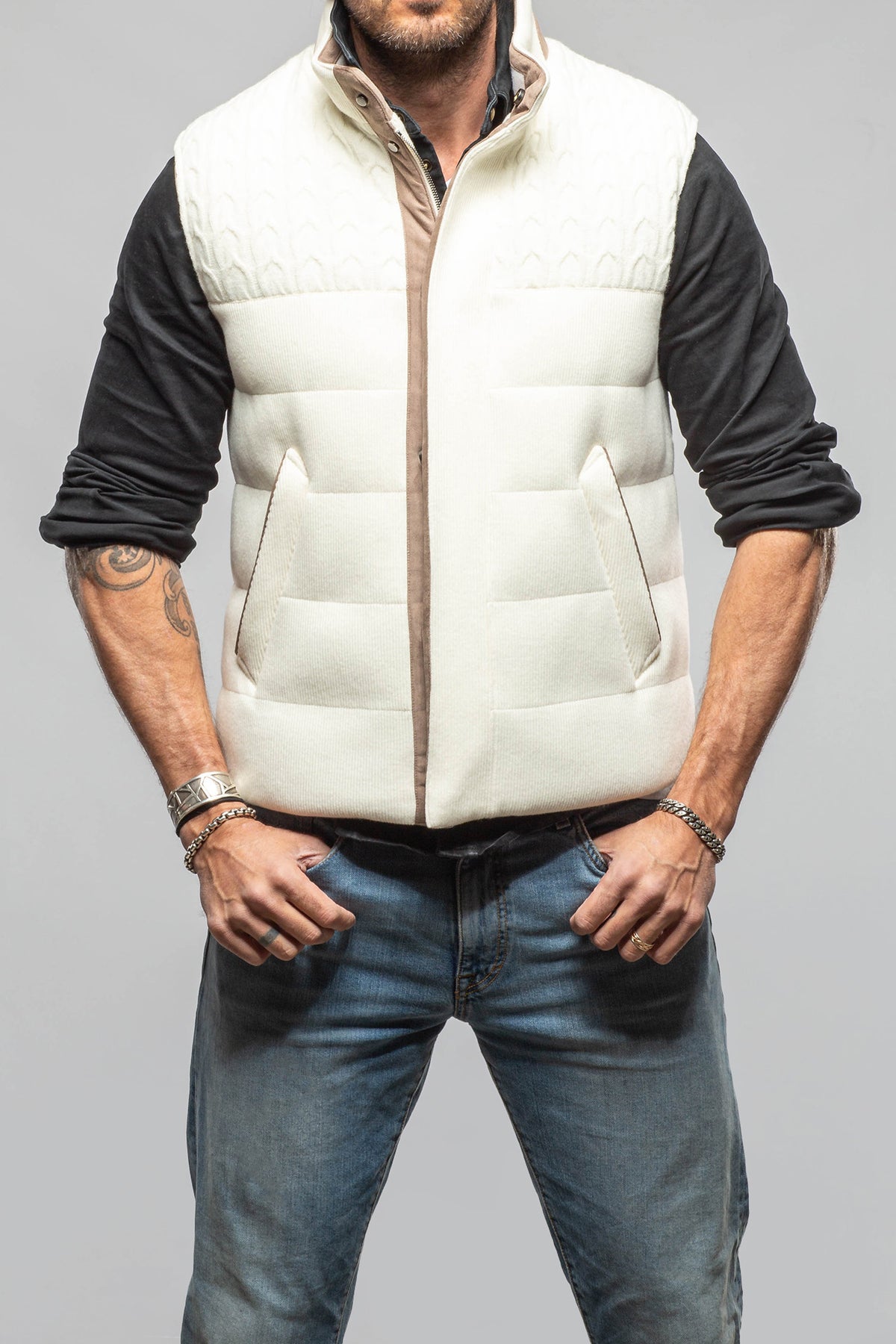 Axels-BDSR DPS Down Vest W Fabric In White Mens - Outerwear - Cloth