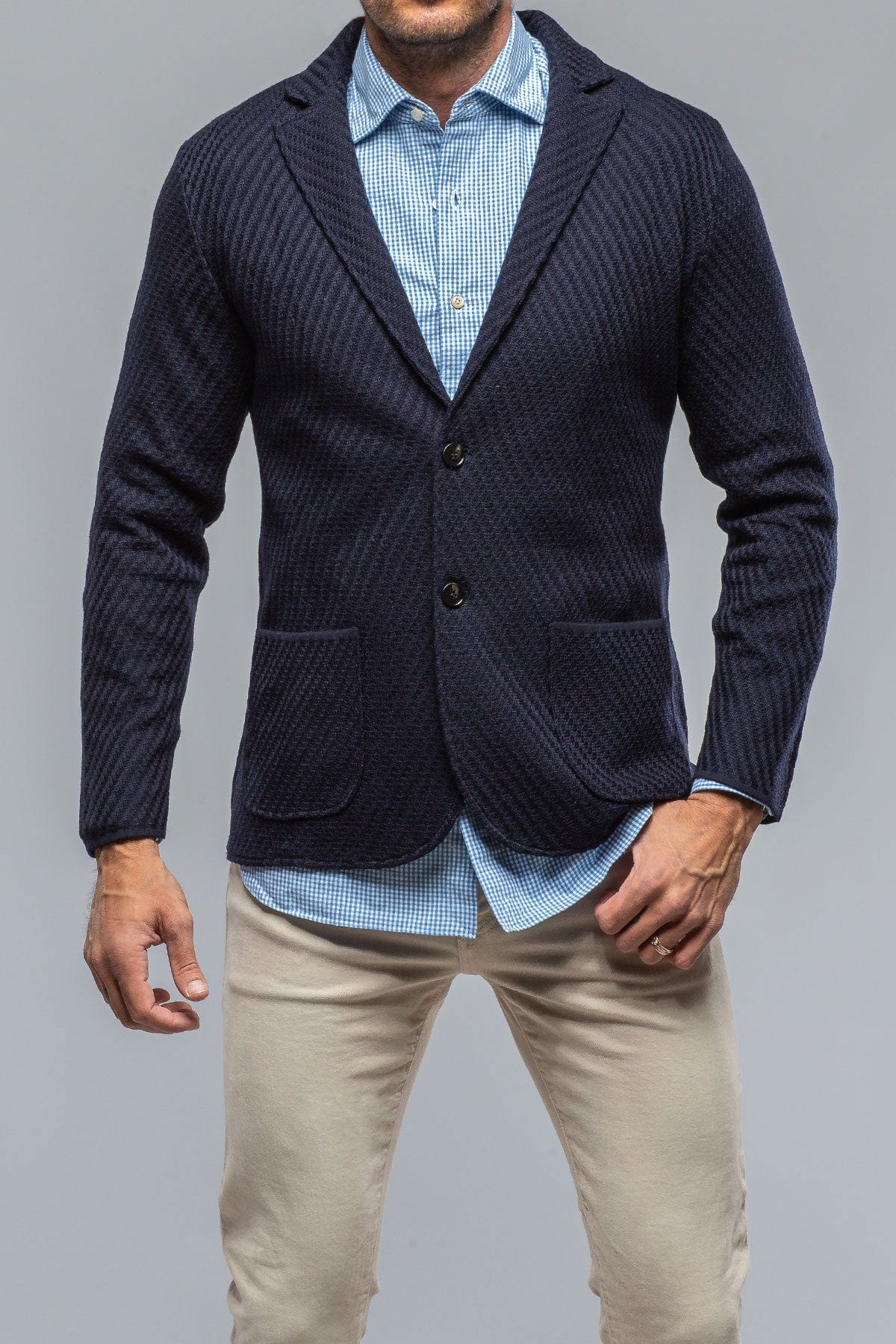 Luca Sweater Jacket In Navy - AXEL'S
