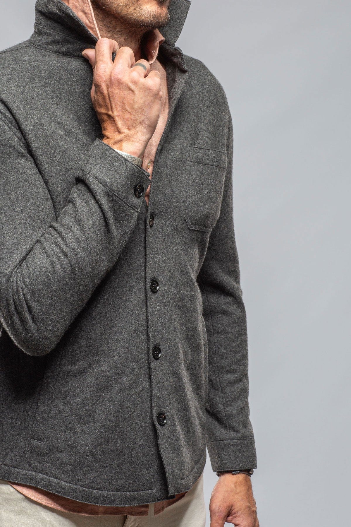 Sooter Cashmere Shirt In Charcoal - AXEL'S