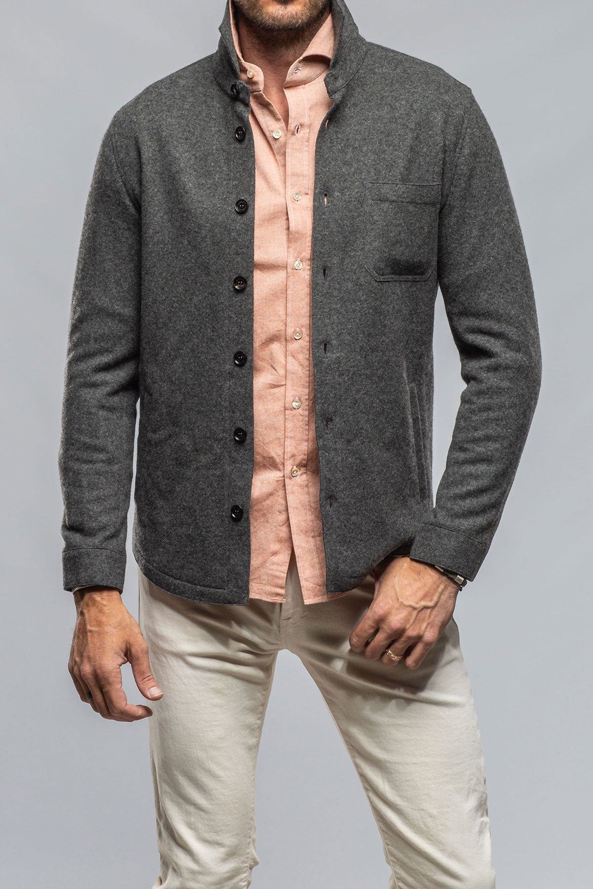 Sooter Cashmere Shirt In Charcoal - AXEL'S