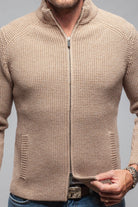 Axels-BDSR Timberline Woven Sweater Jacket In Beige Mens - Sweaters