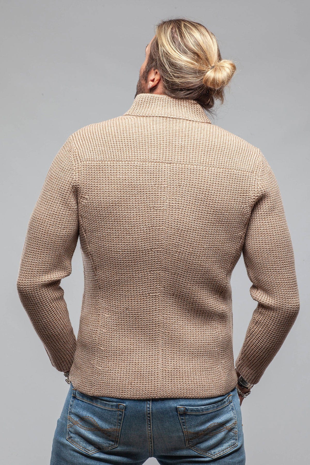 Axels-BDSR Timberline Woven Sweater Jacket In Beige Mens - Sweaters