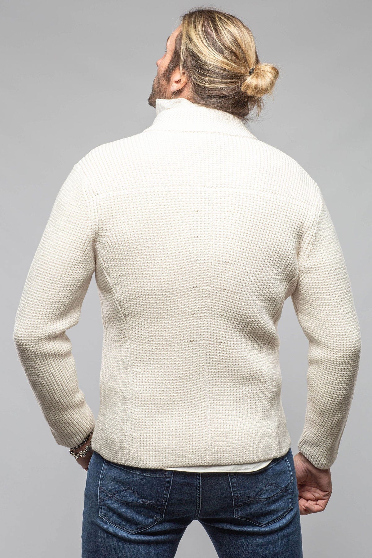 Axels-BDSR Timberline Woven Sweater Jacket In Cream Mens - Sweaters