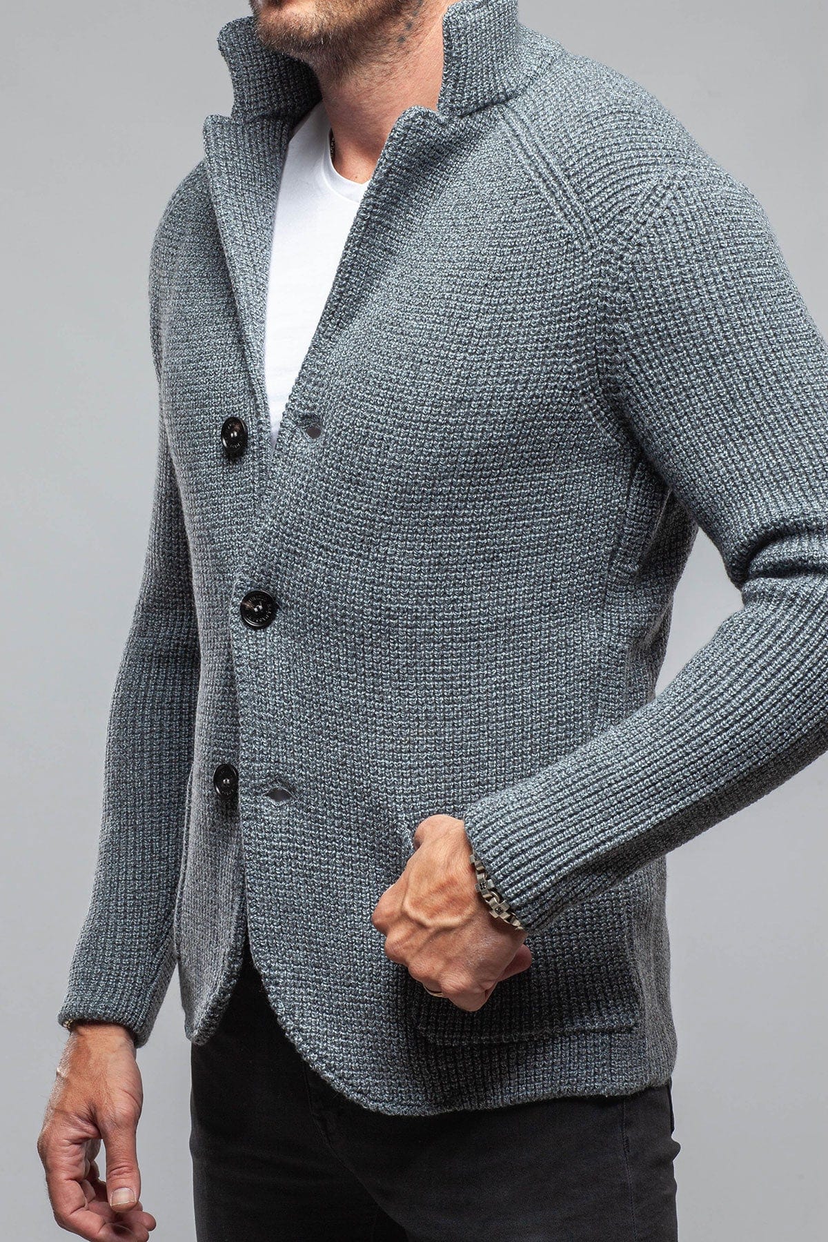 Axels-BDSR Tuscan Sweater Jacket In Charcoal Mens - Sweaters